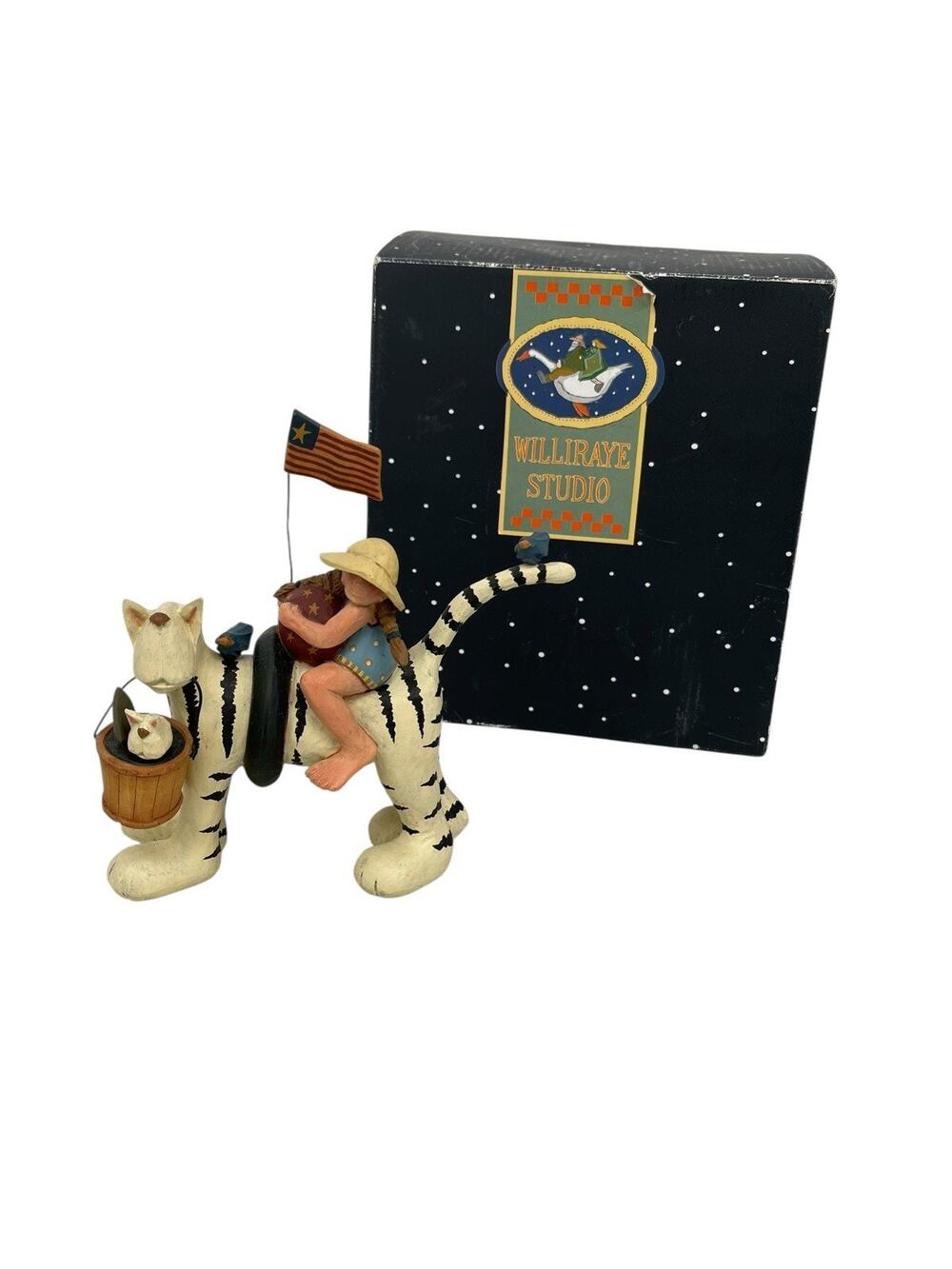 Williraye Studios Beach Buddies WW1337 Lady On Cat With Flag With Box